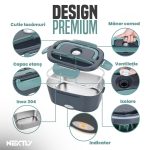 Caserola termica electrica NEXTLY 1.5L, bol inox 304, set tacamuri si geanta transport, 21.8x14.5x10cm, albastru-portocaliu - imagine 8
