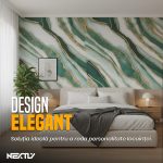 Rola tapet autoadeziv premium NEXTLY, marmura alba cu insertii de verde deschis, waterproof, ajustabil, adeziv puternic, usor de montat, acoperire 3.6 mp, 120x300 cm, 2.5 mm grosime, verde deschis - imagine 11